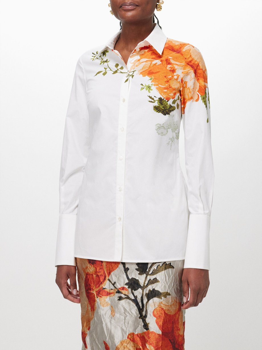 Erdem Floral-print cotton-poplin shirt