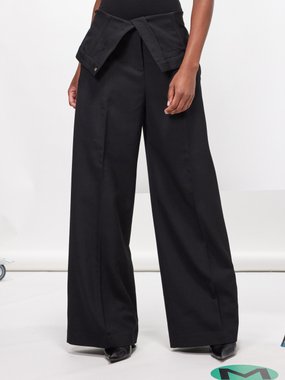 Acne Studios Folded-waist twill wide-leg trousers