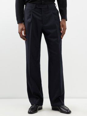 Saman Amel Pleated wool-blend wide-leg suit trousers