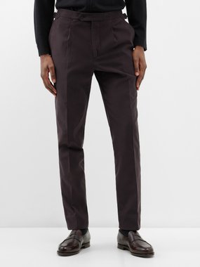 Saman Amel Single-pleat cotton-bend trousers