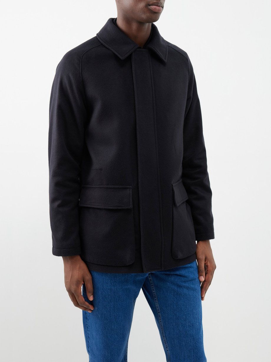 Navy Concealed-placket cashmere jacket | Saman Amel | MATCHES UK