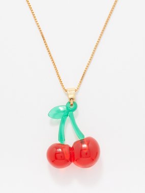 Crystal Haze Pop The Cherry resin & 18kt gold-plated necklace