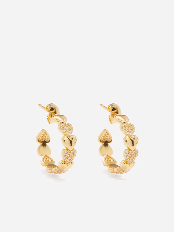 Gold Habibi crystal & 18kt gold-plated hoop earrings | Crystal Haze ...