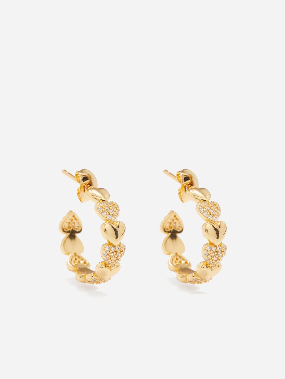 Gold Habibi crystal & 18kt gold-plated hoop earrings | Crystal Haze ...