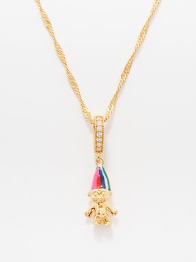 Crystal Haze Rainbow Troll crystal & 18kt gold-plated necklace