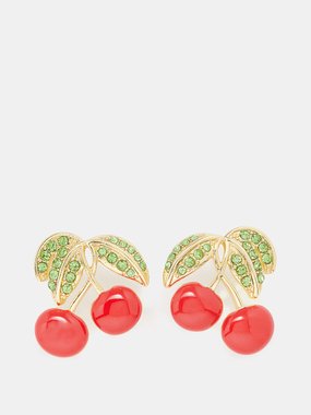 Crystal Haze Pop The Cherry enamel & 18kt gold-plated earrings