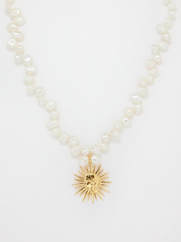 Hermina Athens Sun Tarot pearl & gold-vermeil necklace