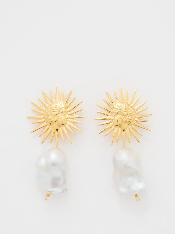 Hermina Athens Golden Sun pearl earrings
