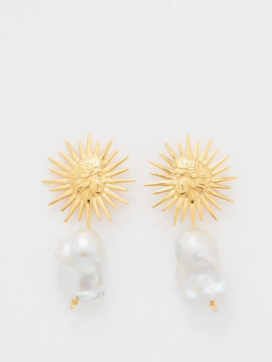 Hermina Athens Golden Sun pearl earrings