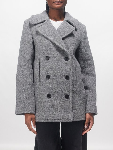 Grey Oversized double-breasted brushed-wool jacket | Miu Miu 