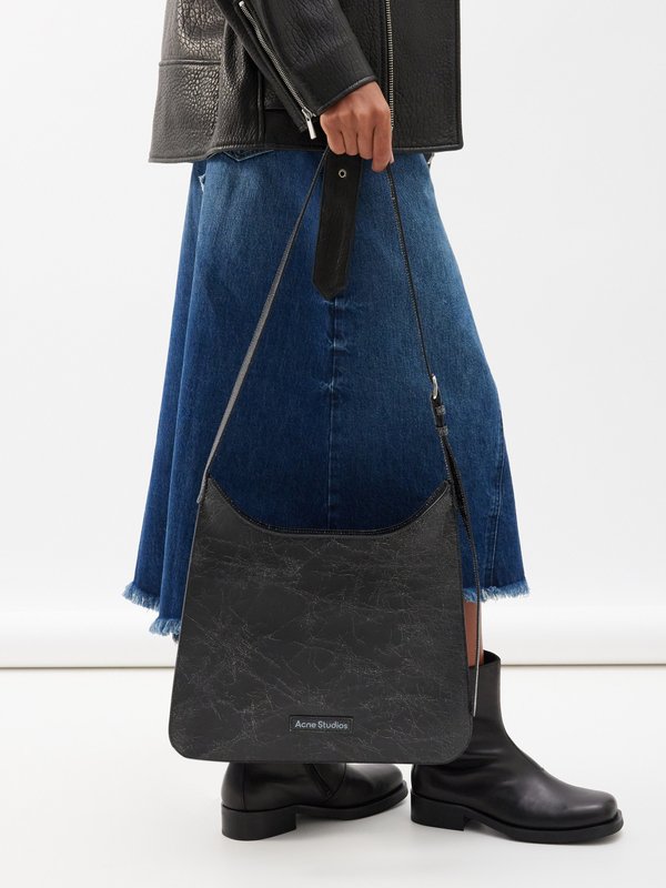 Acne Studios Platt cracked-leather hobo shoulder bag