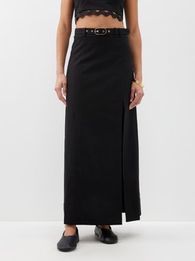 Clea CLEA Hudson belted linen-blend maxi skirt