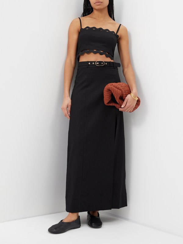 Clea (CLEA) Hudson belted linen-blend maxi skirt