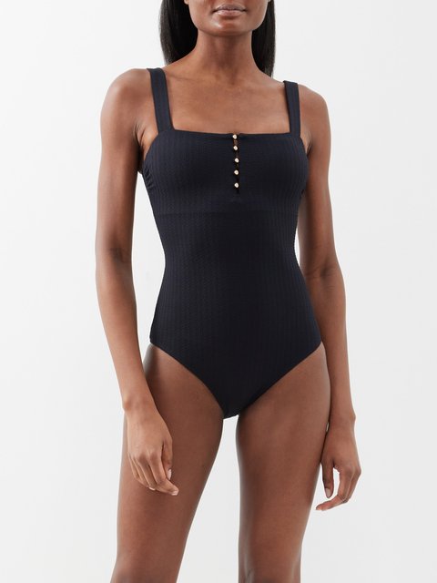 Black Bill Mio halterneck mesh swimsuit, Norma Kamali