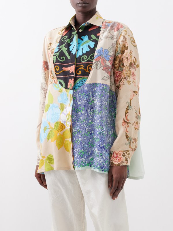 Rianna + Nina Patchwork vintage silk blouse