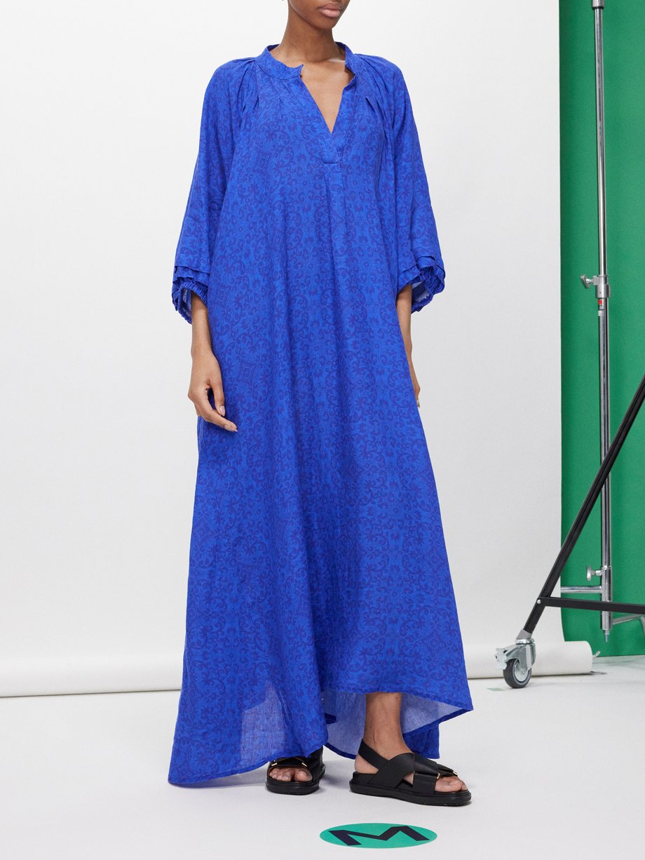 Blue Doris floral-print linen maxi dress | By Walid | MATCHES UK