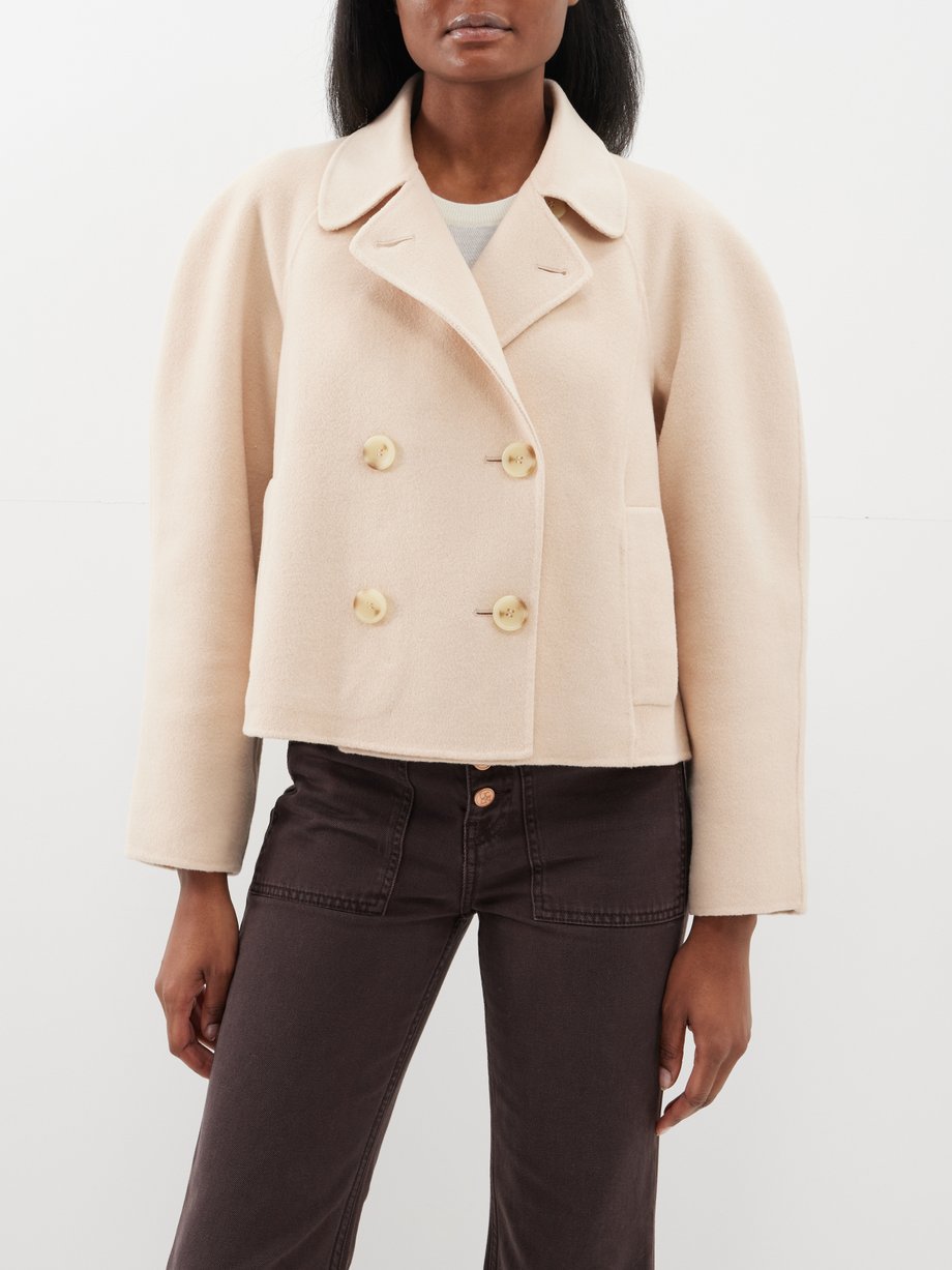 White Coralie double-breasted wool-blend jacket