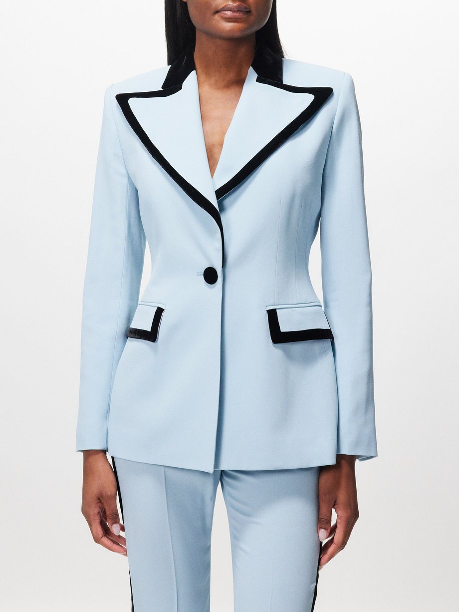 Blue Velvet-trim cady suit jacket | Nina Ricci | MATCHES UK
