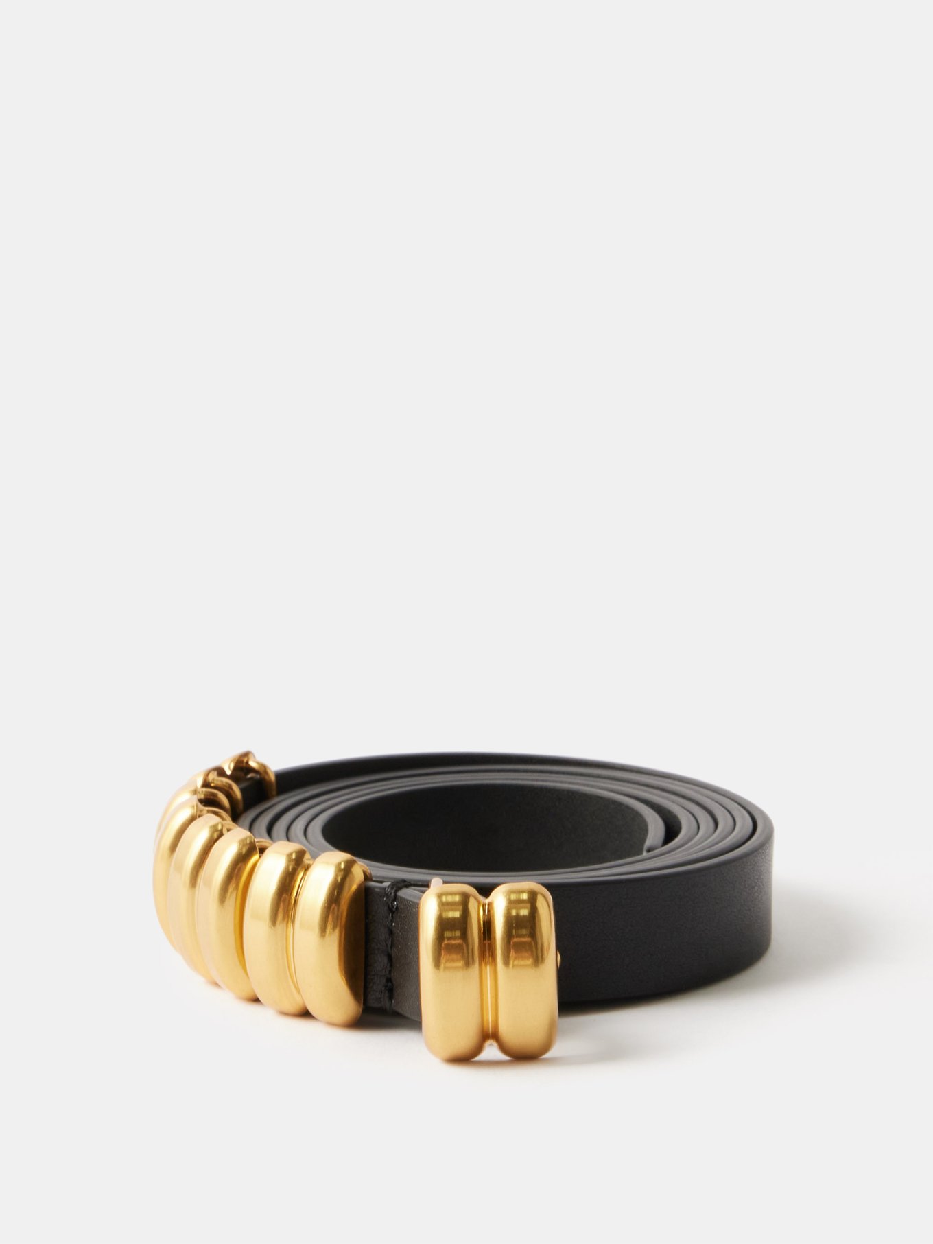 Black Ounlo leather belt | By Malene Birger | MATCHES UK