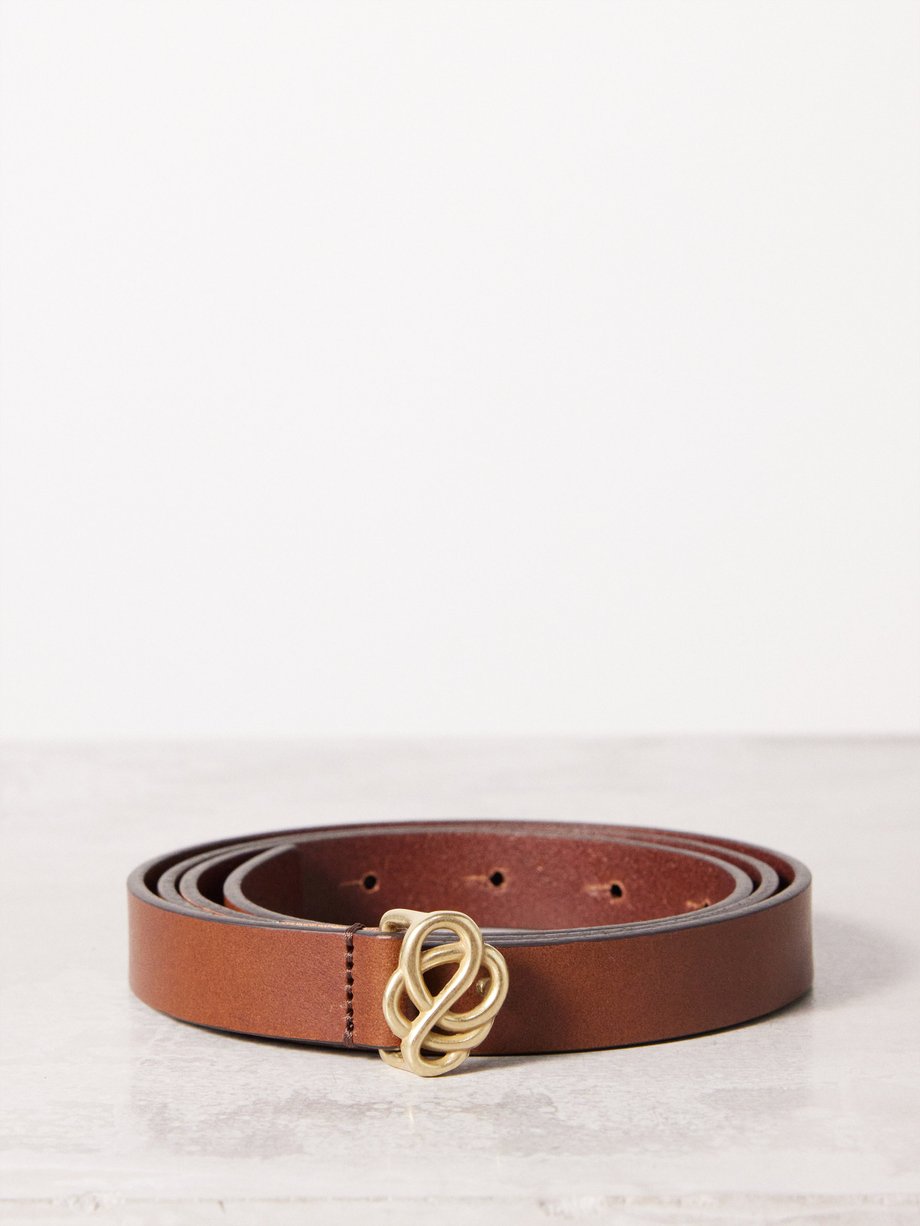 Brown Ouma twisted-buckle leather belt | By Malene Birger | MATCHES UK