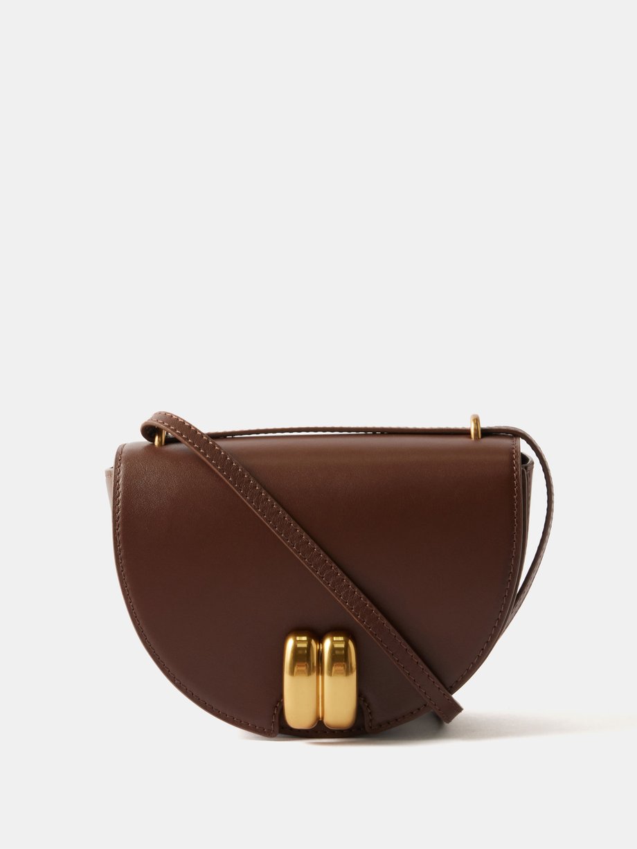 Brown Cebelie leather cross-body bag | By Malene Birger | MATCHES UK