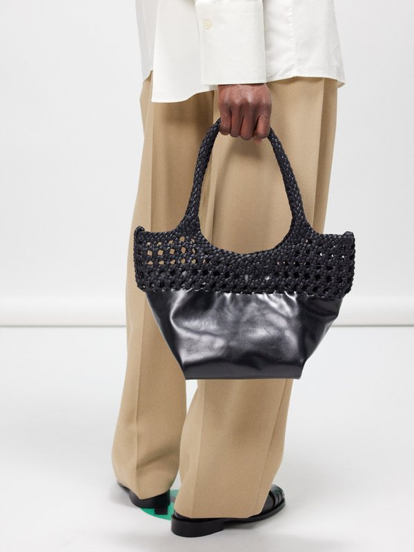 HEREU (Hereu) Elma woven cotton and leather handbag
