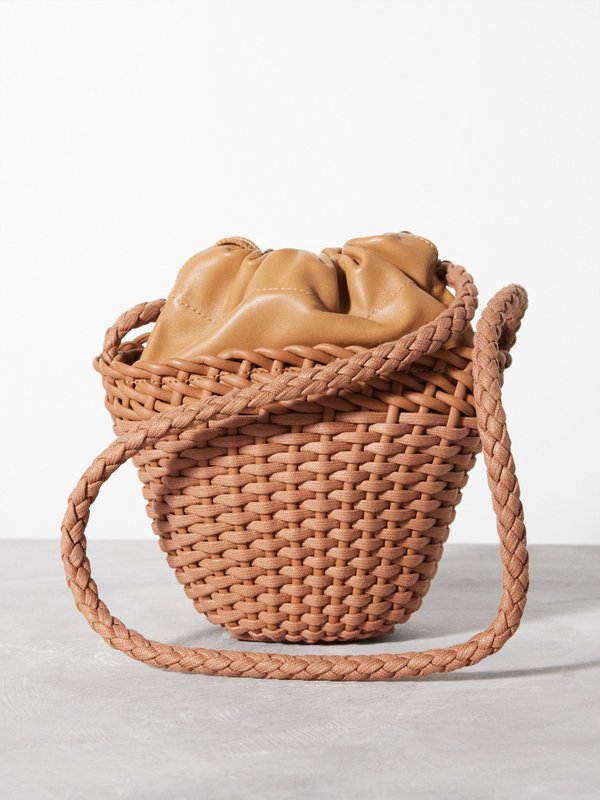 HEREU (Hereu) Fiol woven cotton and leather bucket bag