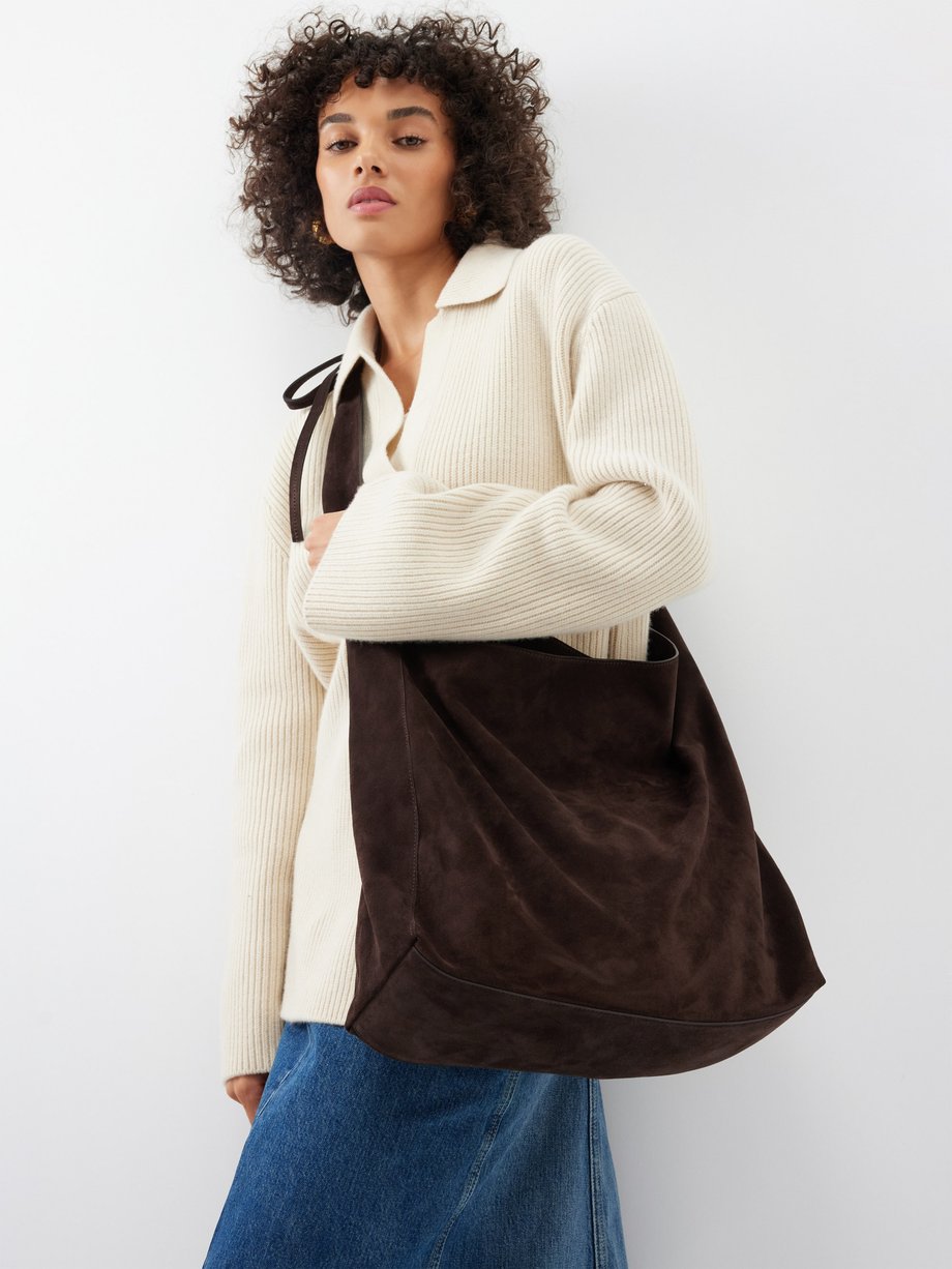 Brown Vittoria oversized suede shoulder bag | Reformation | MATCHES UK
