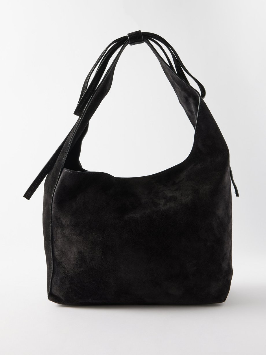 Black Vittoria small suede shoulder bag | Reformation | MATCHES UK
