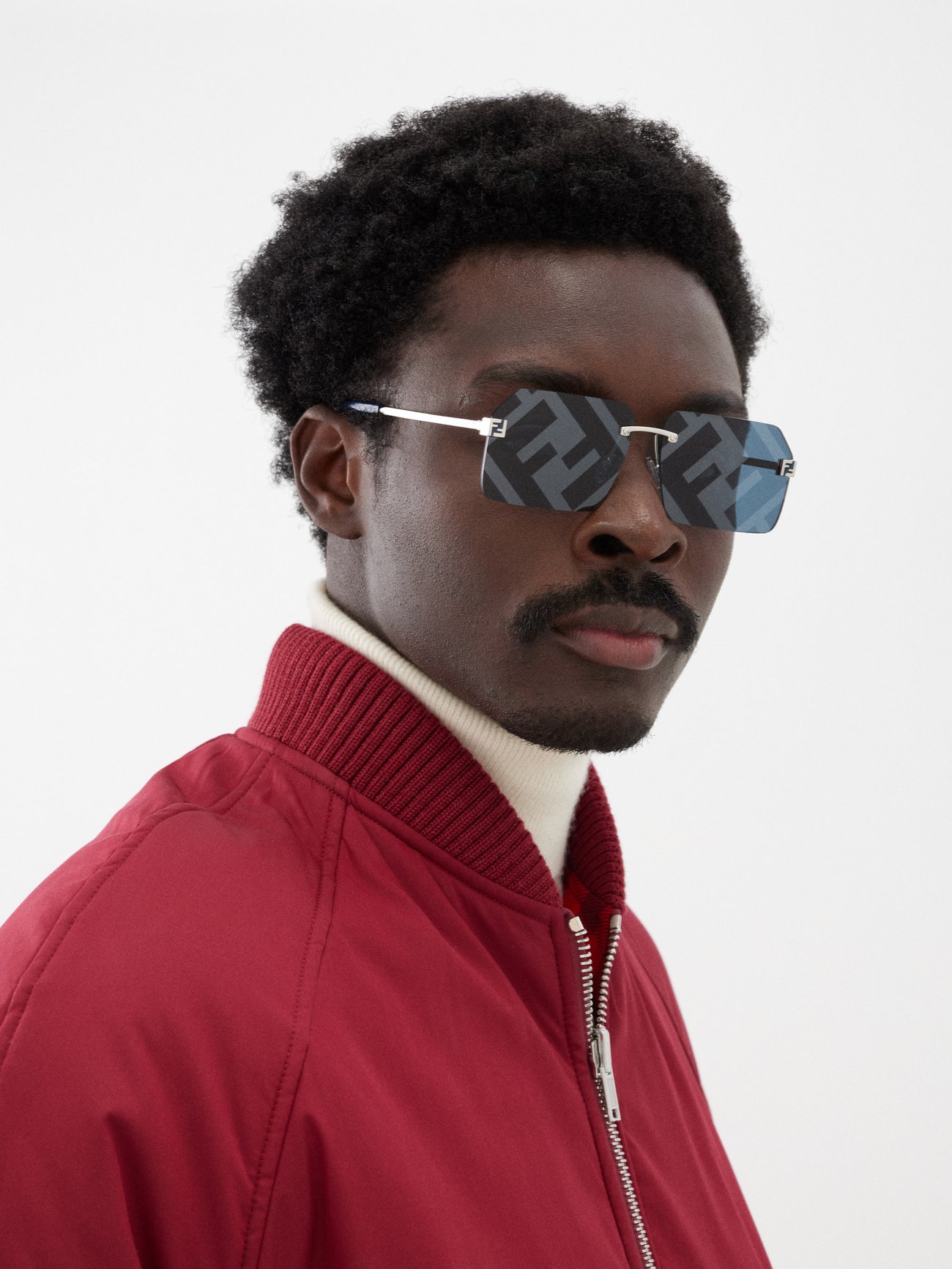 Black FF-print D-frame acetate sunglases, Fendi