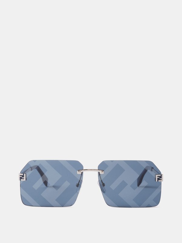 Fendi Eyewear (Fendi) Sky FF-print rectangular metal sunglasses