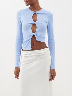 Christopher Esber Open Twist cutout ribbed jersey top