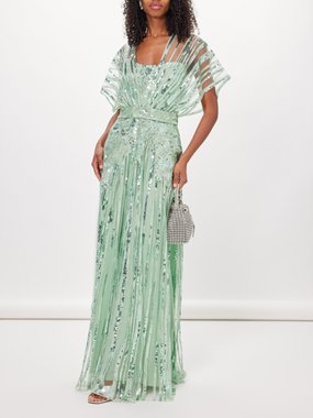 Elie Saab Floral-embroidered tulle gown