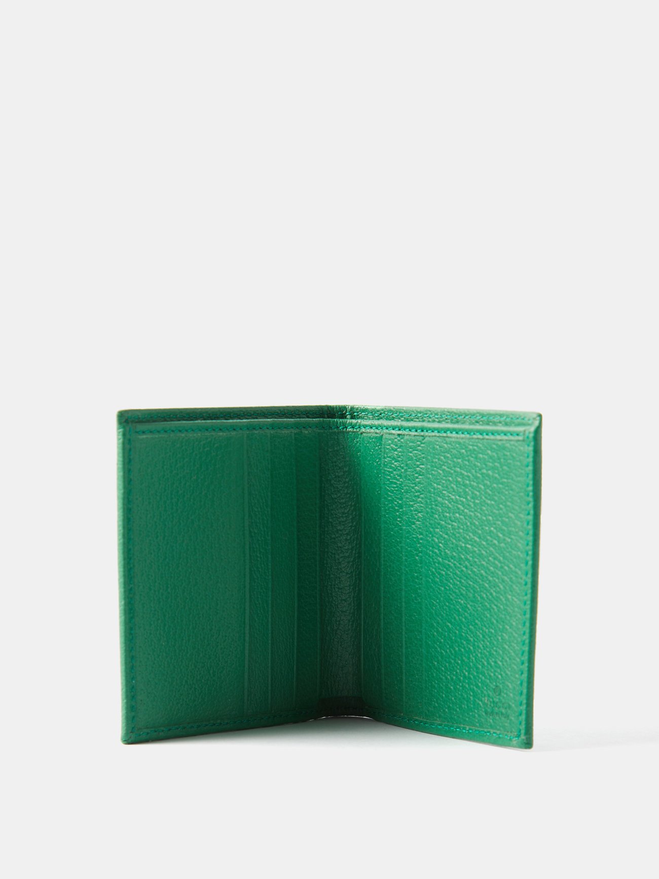 Green GG coated-canvas and leather bi-fold wallet, Gucci