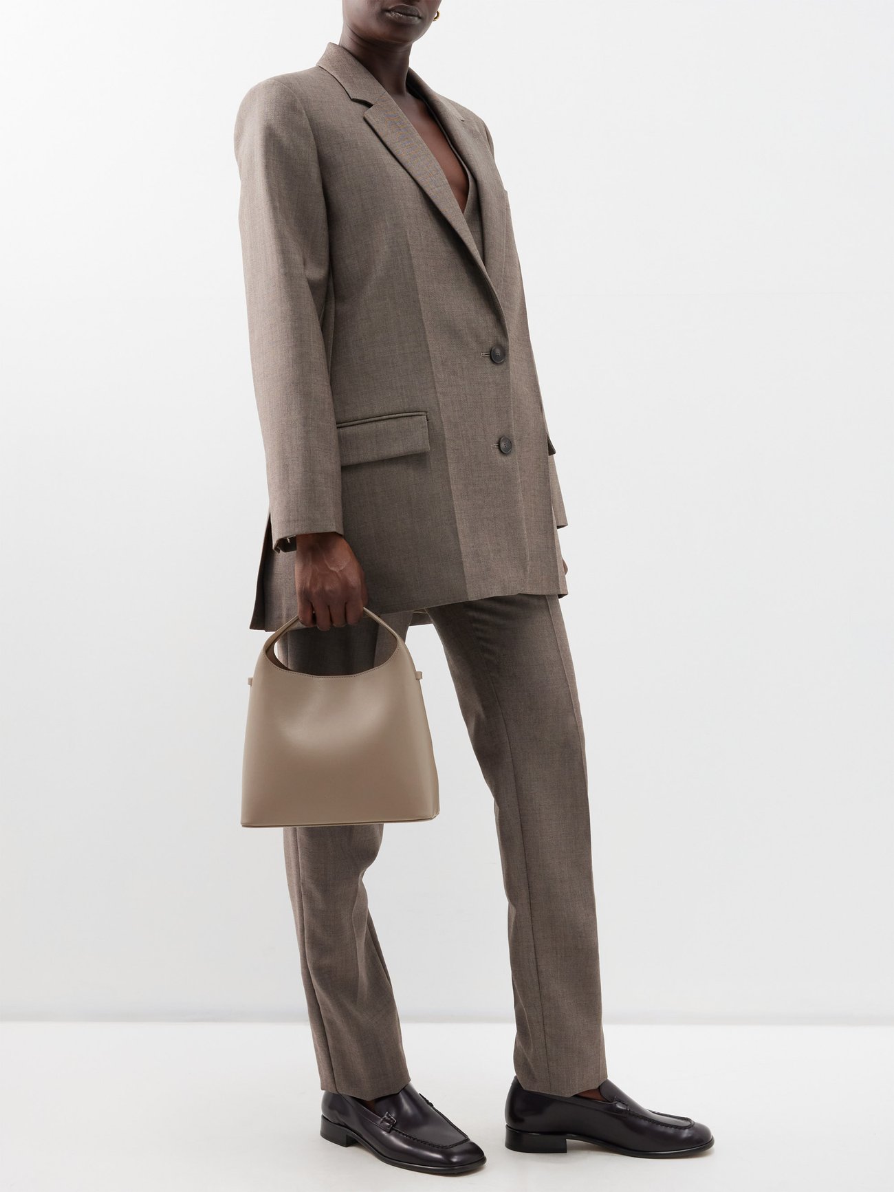 Grey Sac mini leather cross-body bag, Aesther Ekme