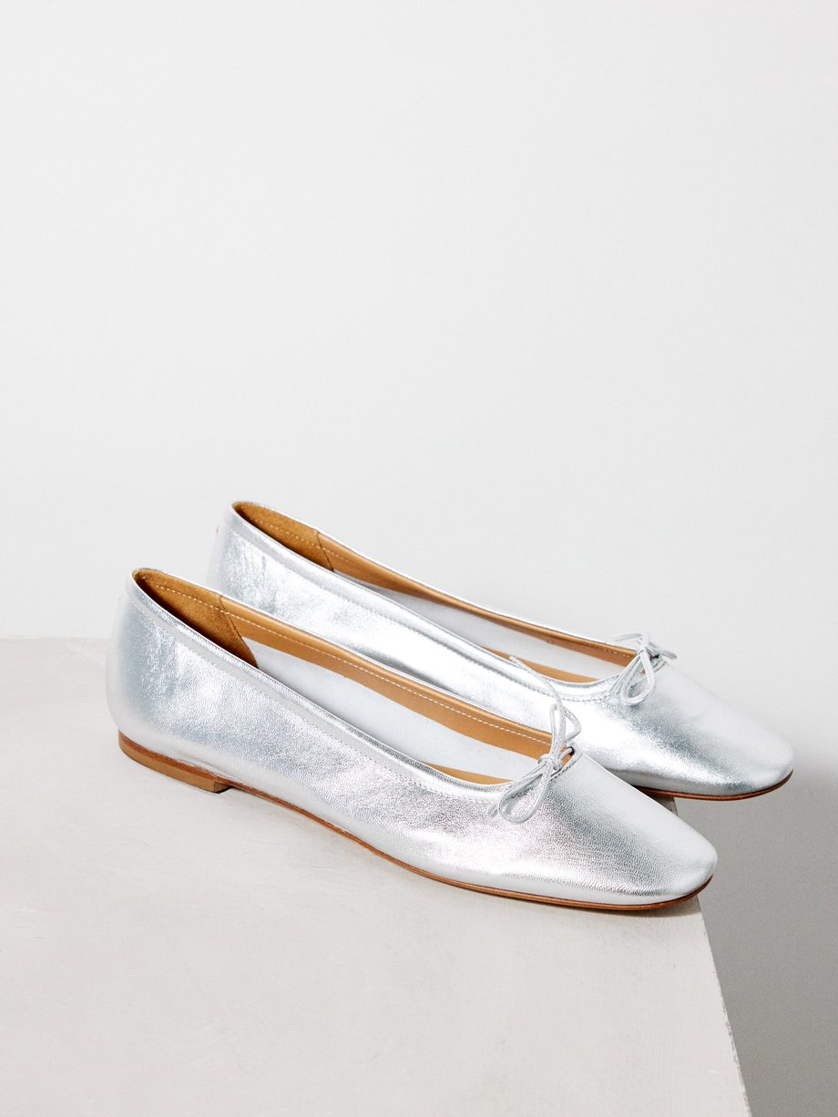 Silver Delfina metallic-leather ballet flats | Aeyde | MATCHES UK