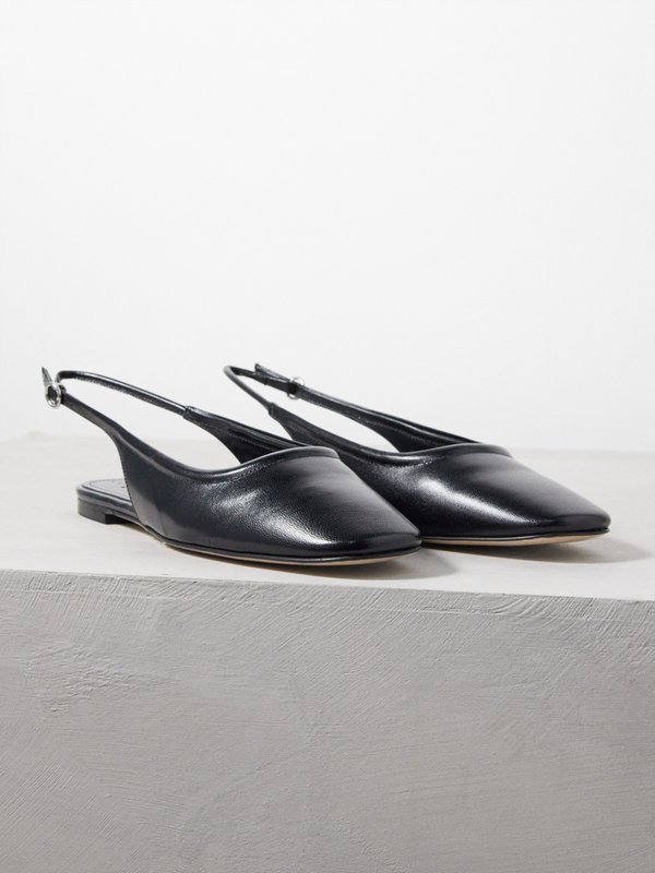 Black Dani slingback leather flats, Aeyde