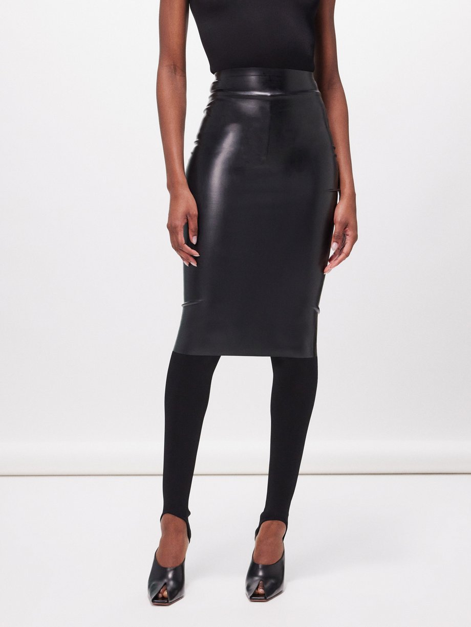 Black Latex midi skirt, ALAÏA