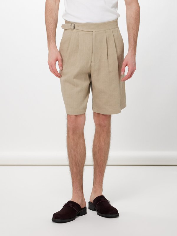 Le17septembre Homme (Le17Septembre Homme) Gurkha double-pleat cotton canvas shorts