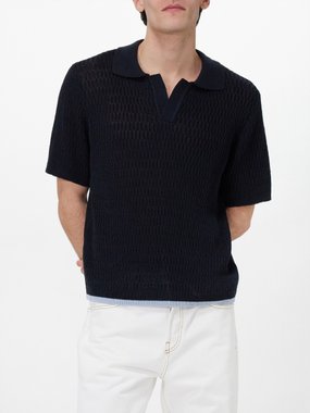 Le17septembre Homme Le17Septembre Homme Knitted linen-blend polo shirt