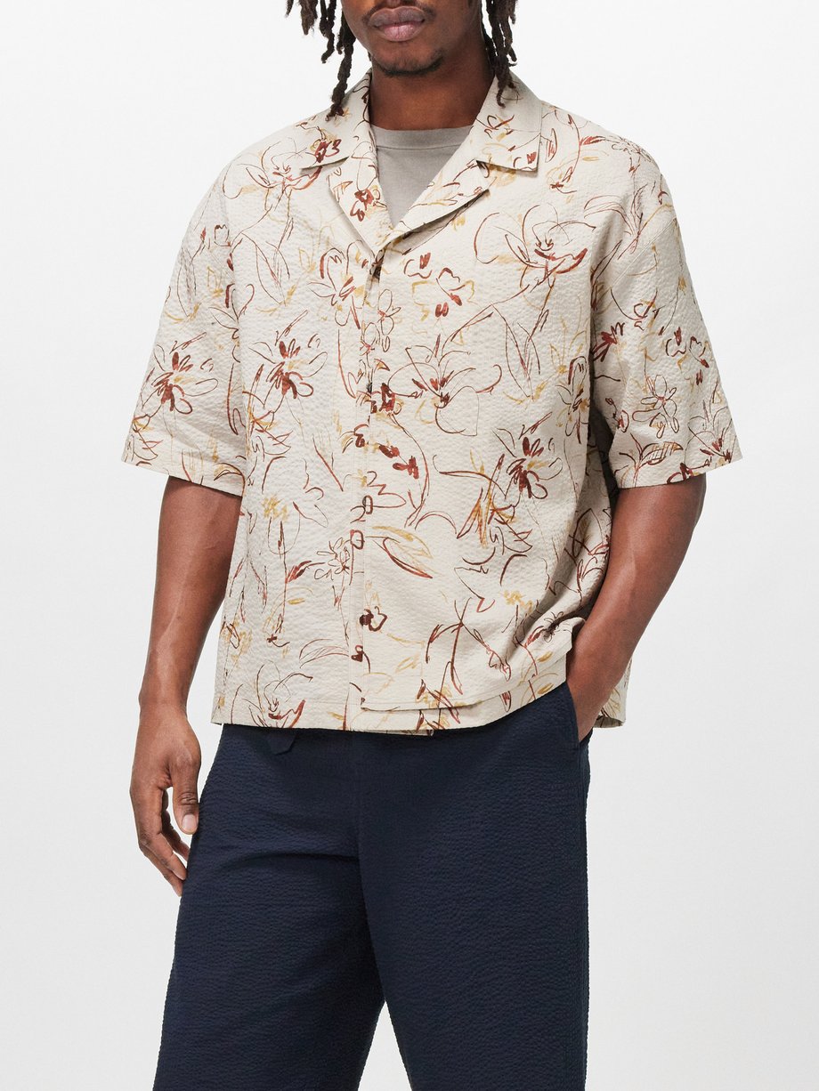 Le17septembre Homme (Le17Septembre Homme) Floral-print cotton-seersucker shirt