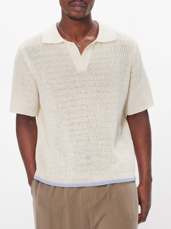 Le17septembre Homme (Le17Septembre Homme) Knitted linen-blend polo shirt