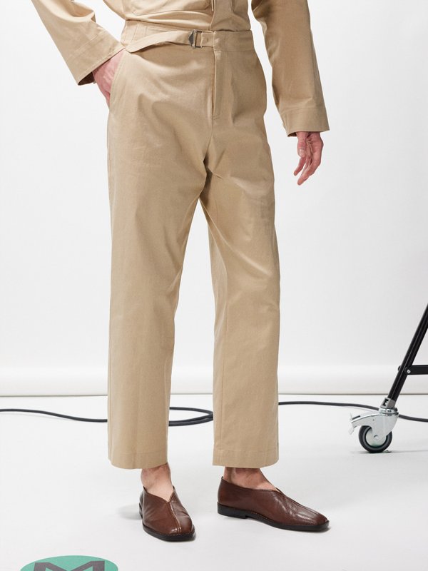 Le17septembre Homme Buckled-waist cotton-blend twill trousers