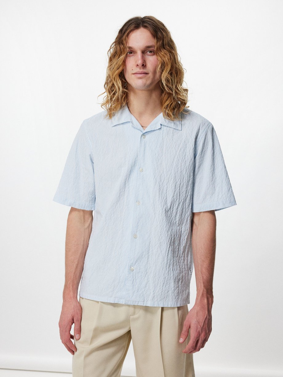 NN.07 Ole striped cotton-blend shirt
