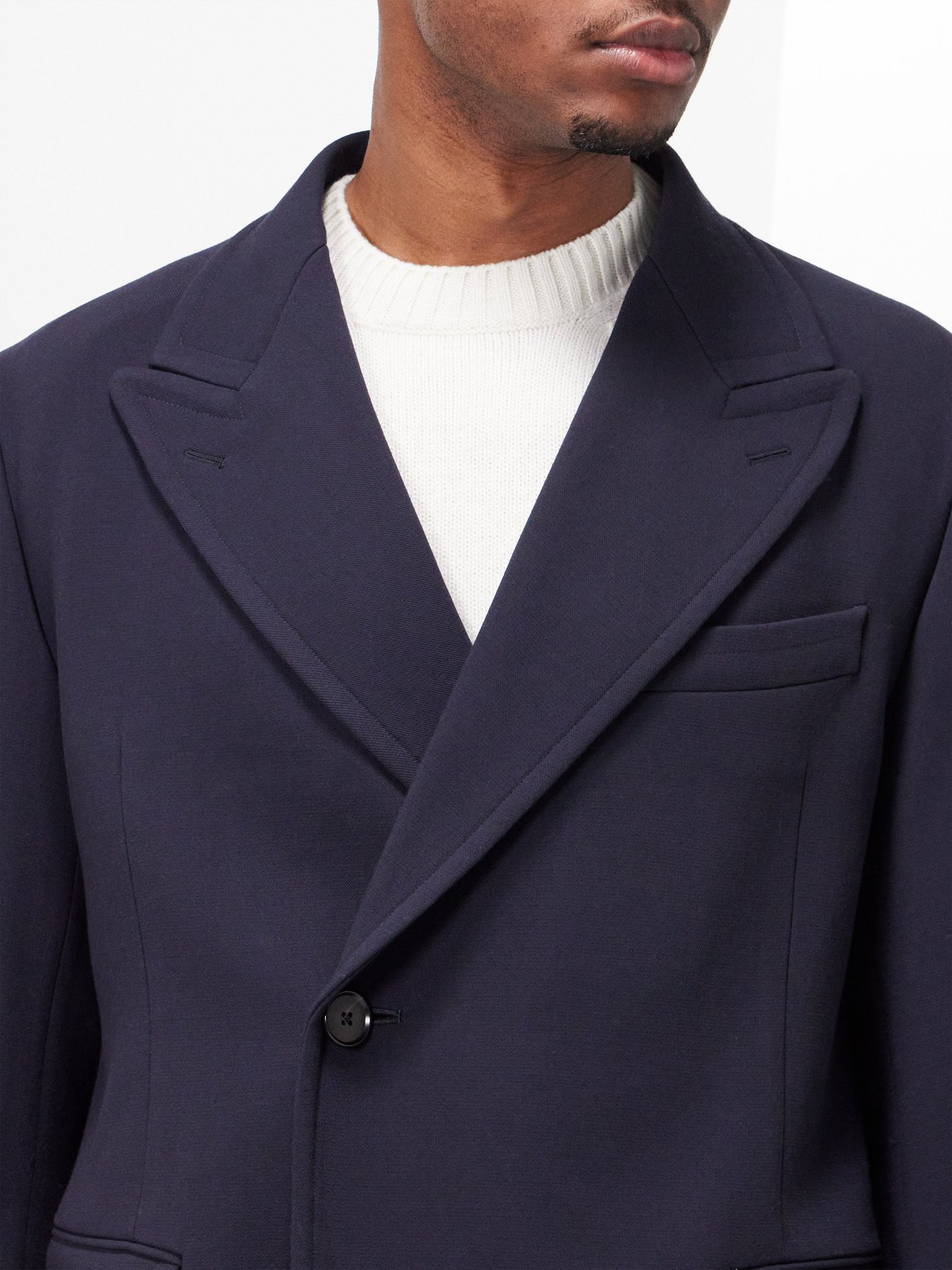 Double-breasted wool-blend suit jacket