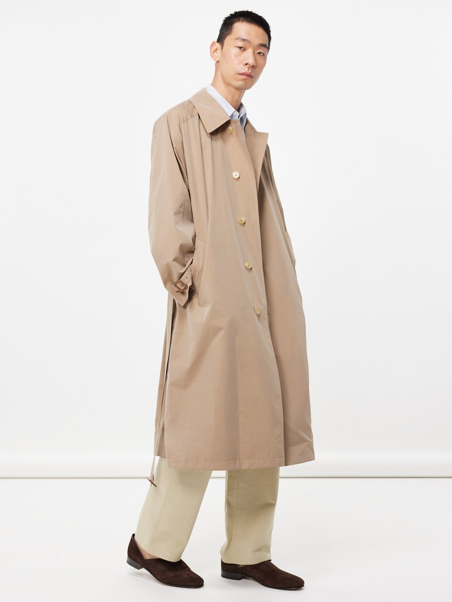 Brown Finx cotton-blend chambray belted overcoat | Auralee 