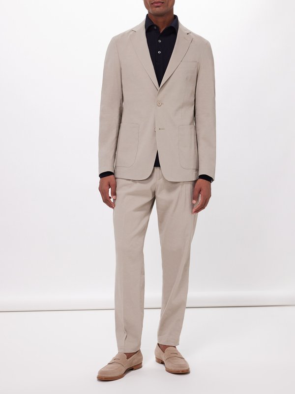 BOSS Perin drawstring-waist linen-blend suit trousers
