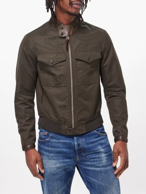 Tom Ford Leather-trimmed cotton-blend jacket