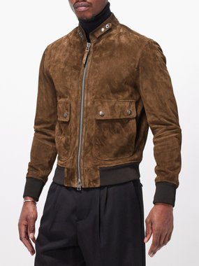 Tom Ford Zipped suede bomber jacket