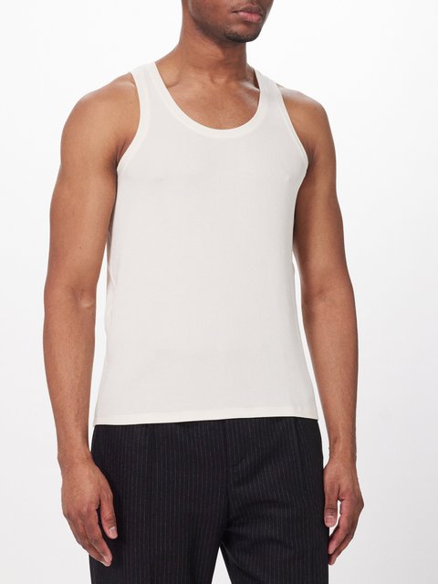 Grey Scoop-neck cotton tank top, Rick Owens